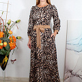 Длинное леопардовое платье с поясом