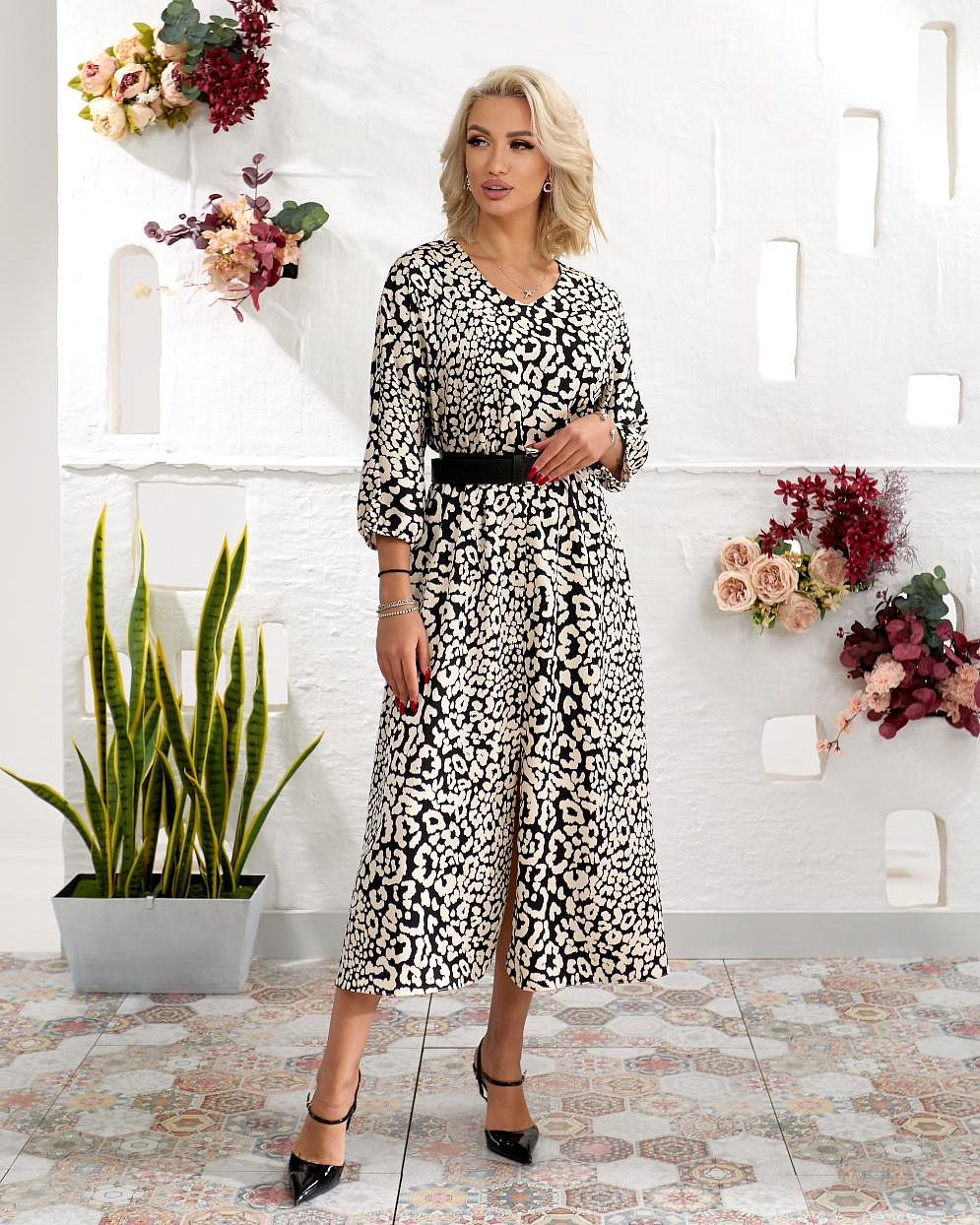 Женское платье шелковое лео