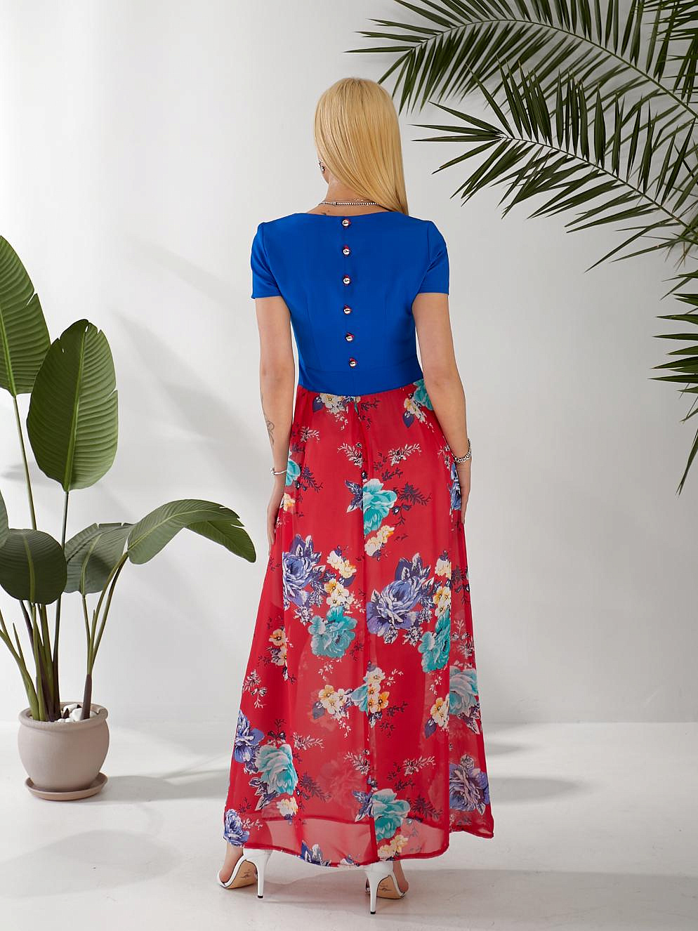 Женское платье комбинированное с шифоном