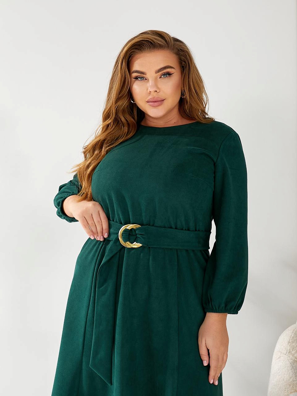 Женское платье замшевое с юбкой годэ