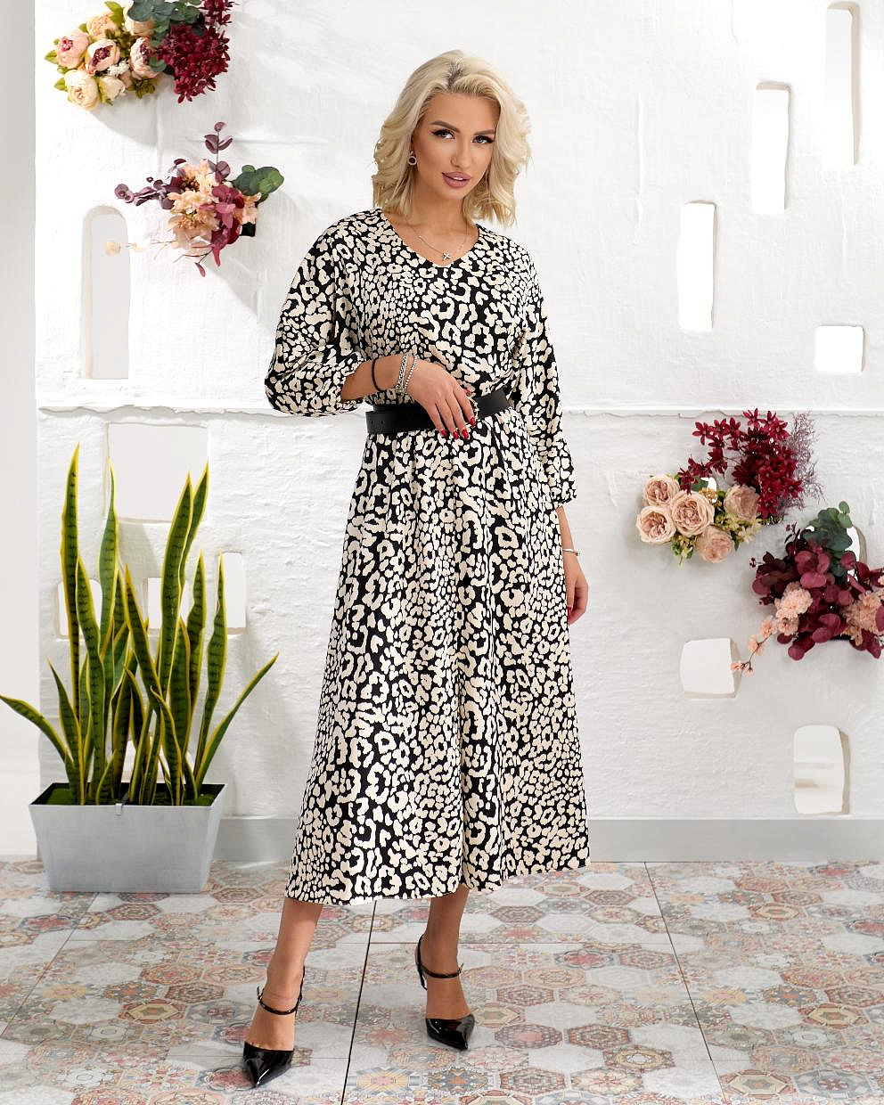 Женское платье шелковое лео