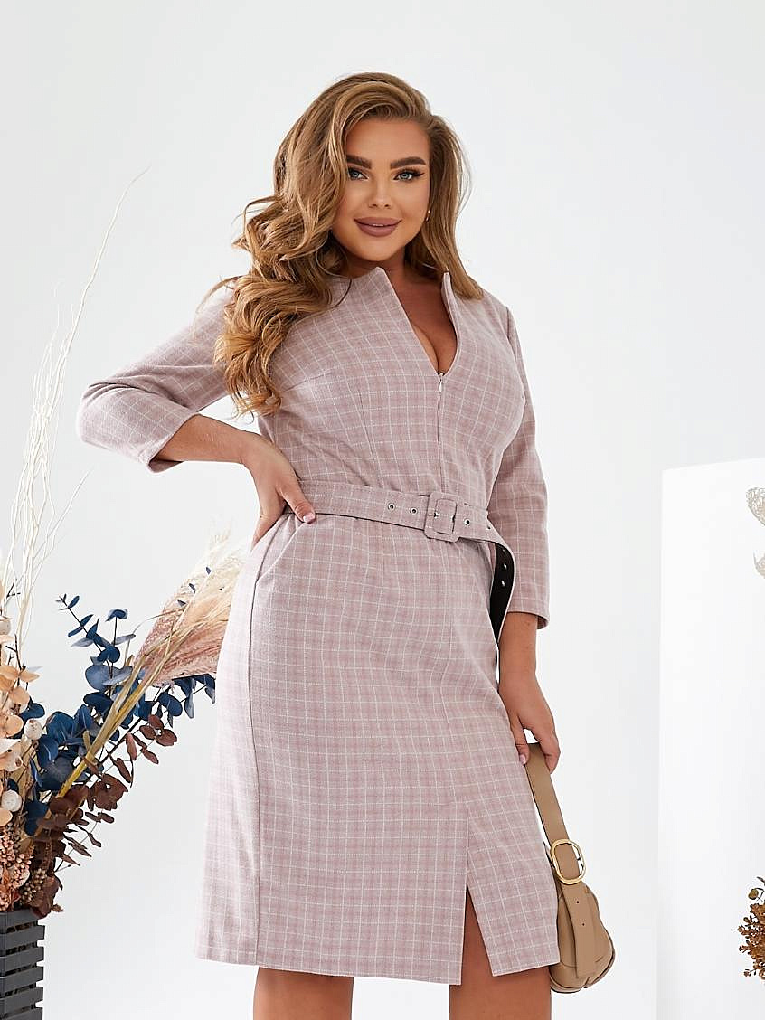 Женское платье теплое с разрезом впереди