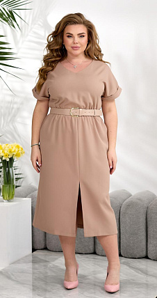 Женское платье однотон с разрезами