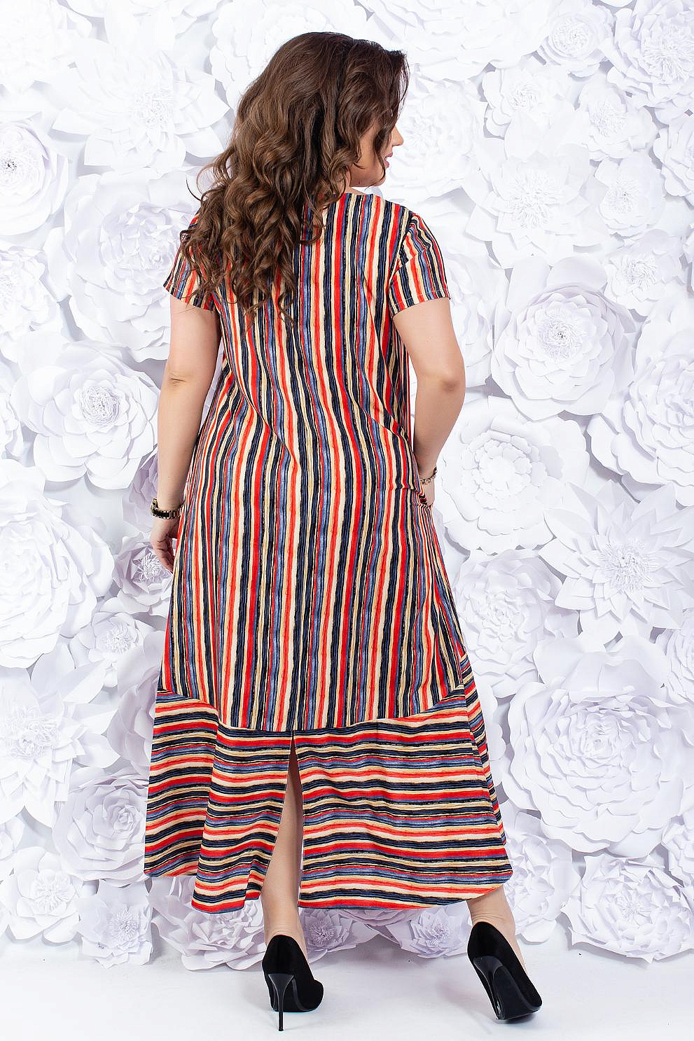 Летнее свободное платье в полоску
