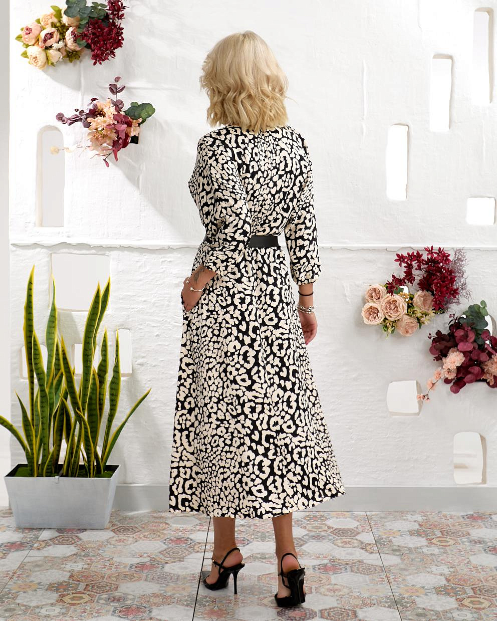 Женское платье шелковое лео