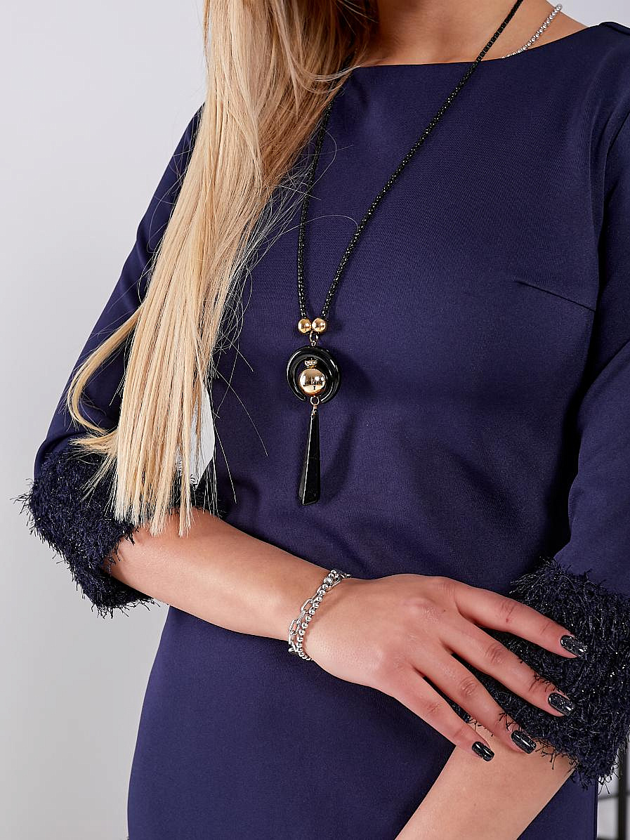 Модное свободное платье с мехом