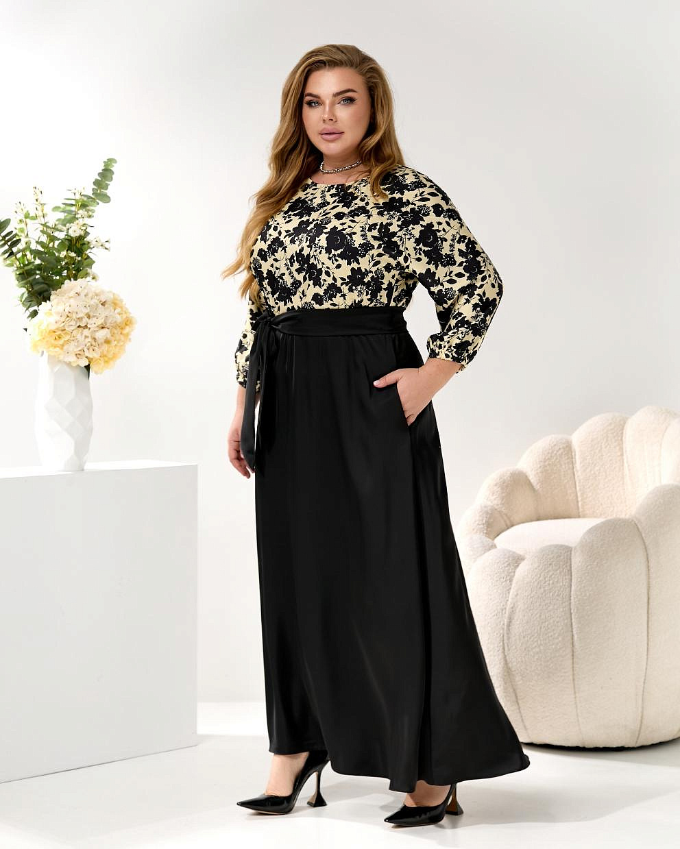 Женское платье длинное шелк