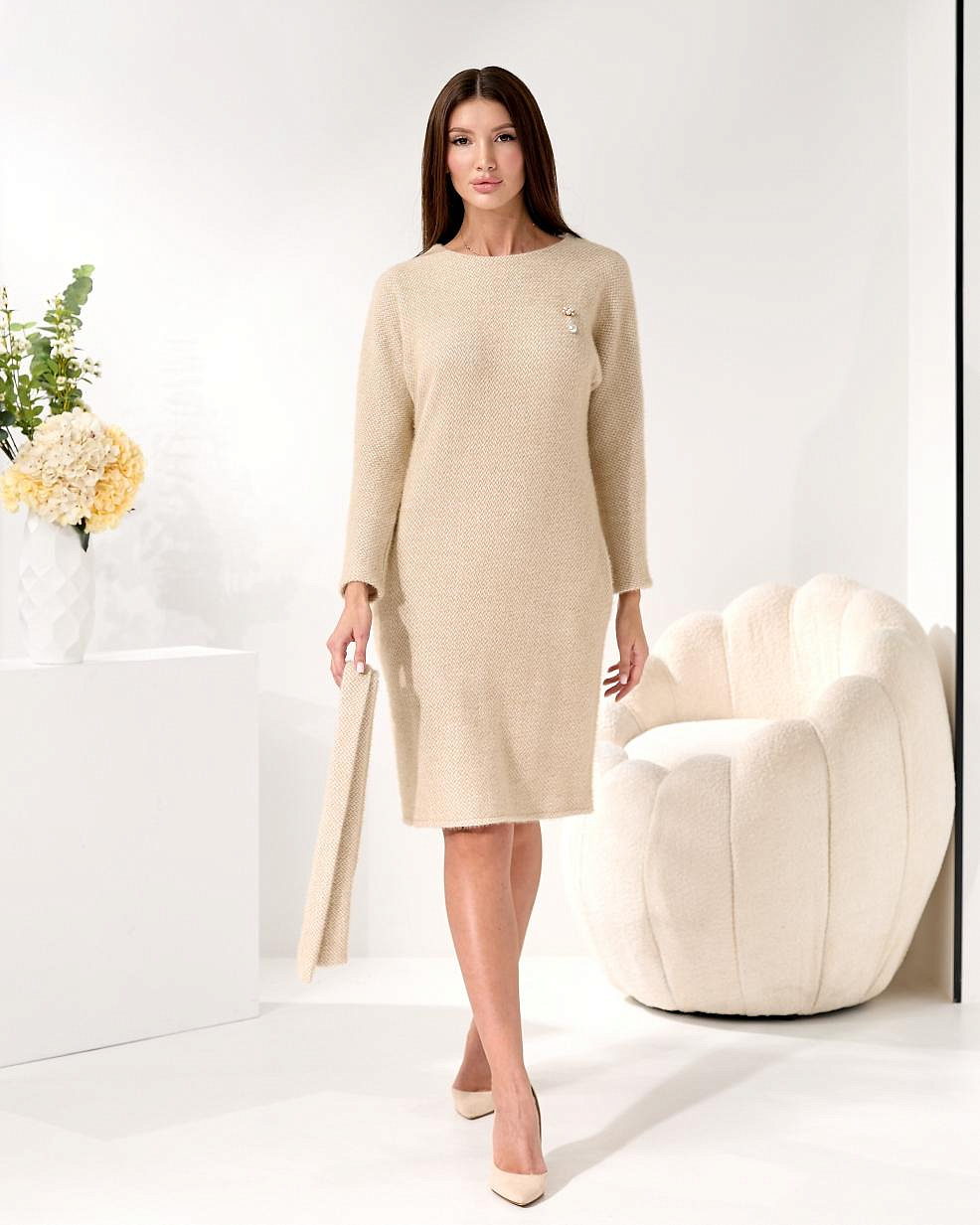 Женское теплое платье из ангоры мини