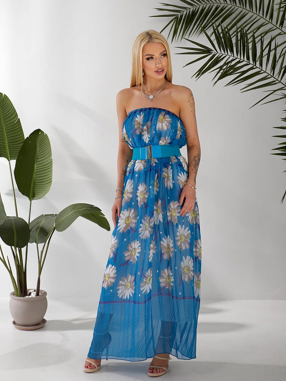 Женское платье длинное в пол плиссе