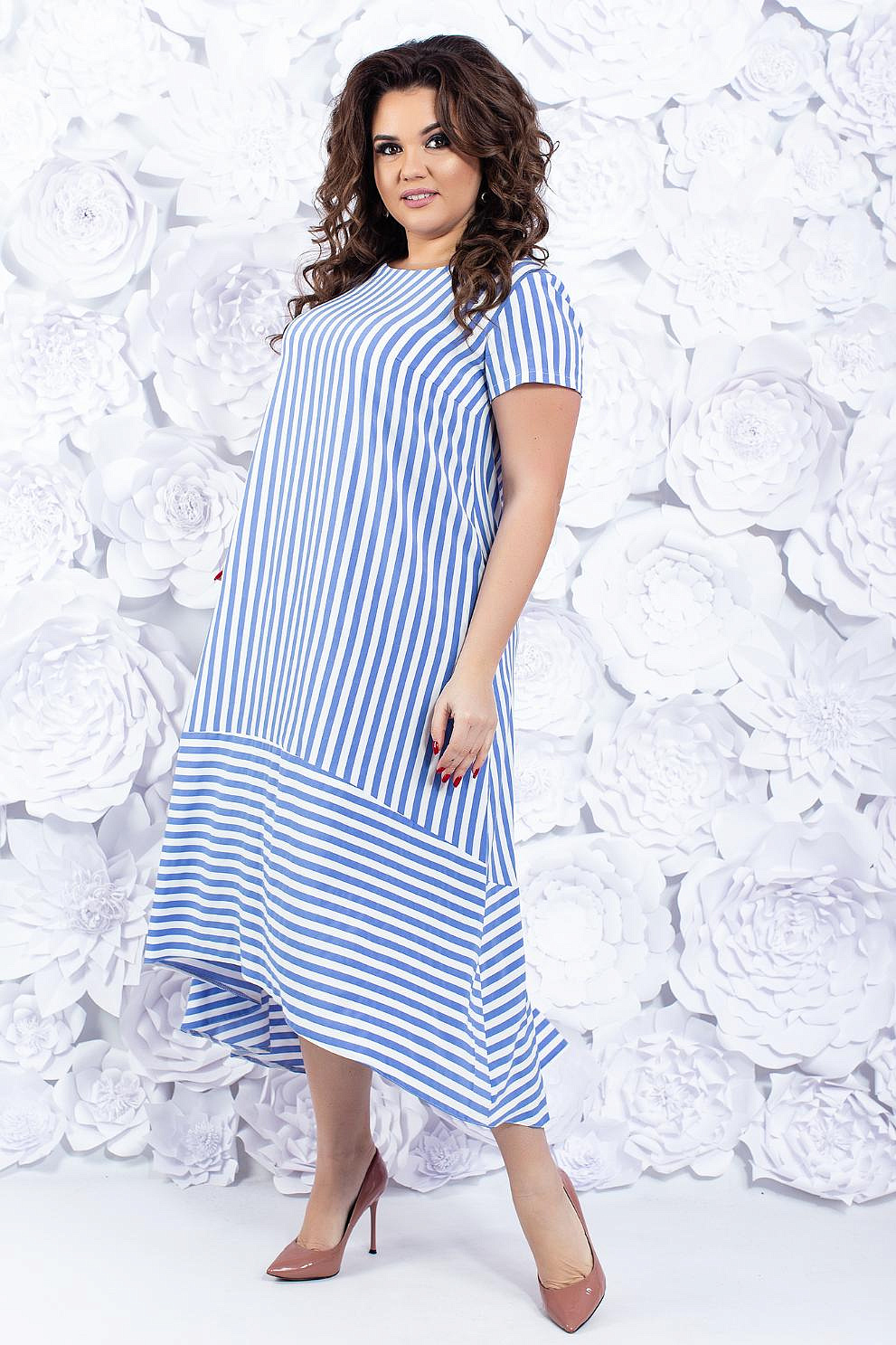 Летнее свободное платье в полоску