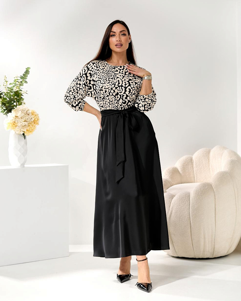 Женское платье длинное из шелка