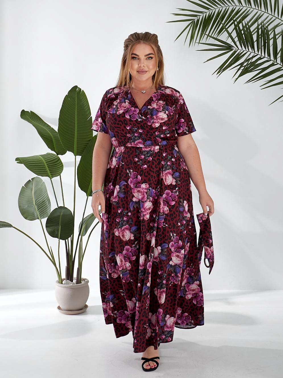 Женское длинное платье в пол на запах