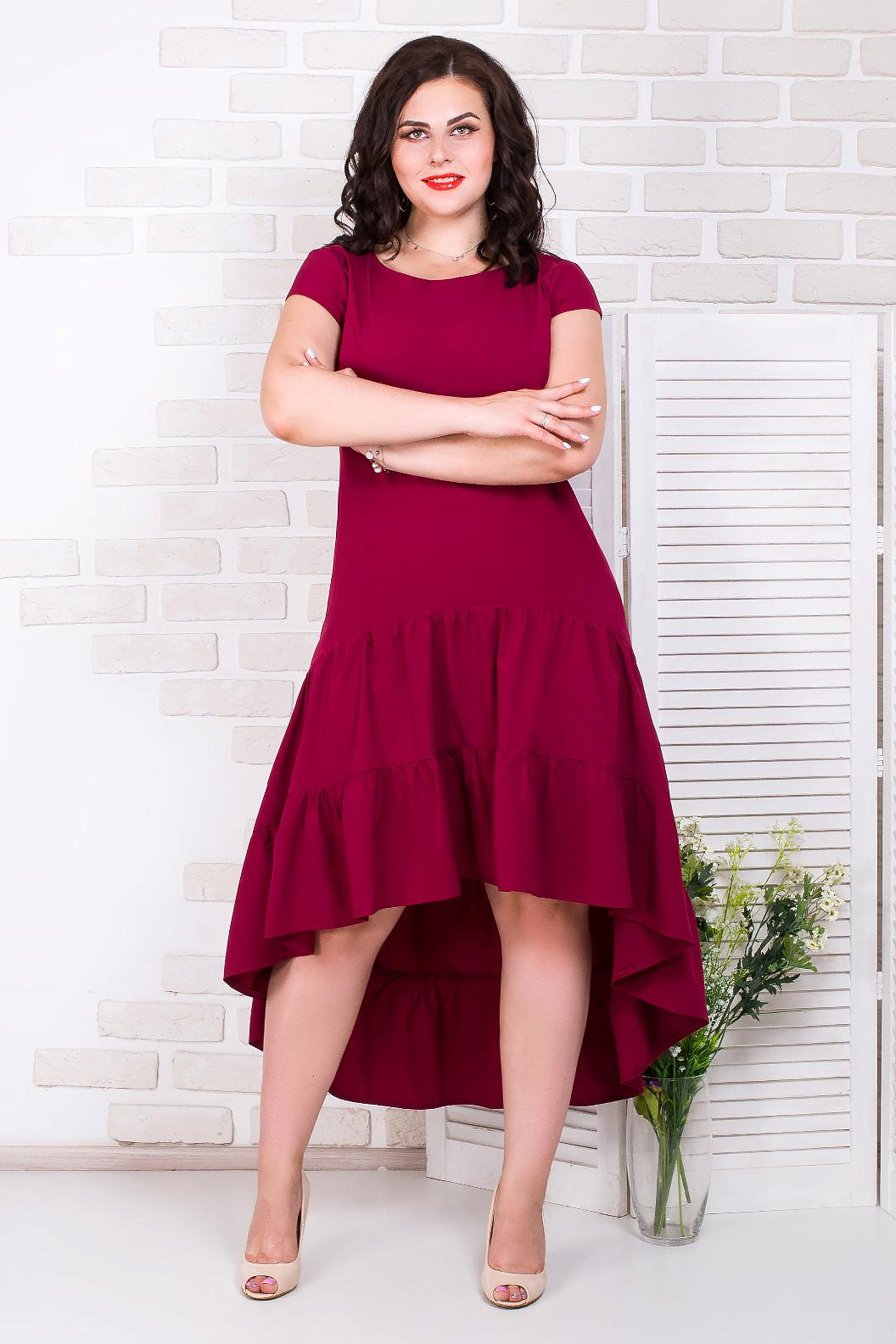 Платье асимметричное однотон