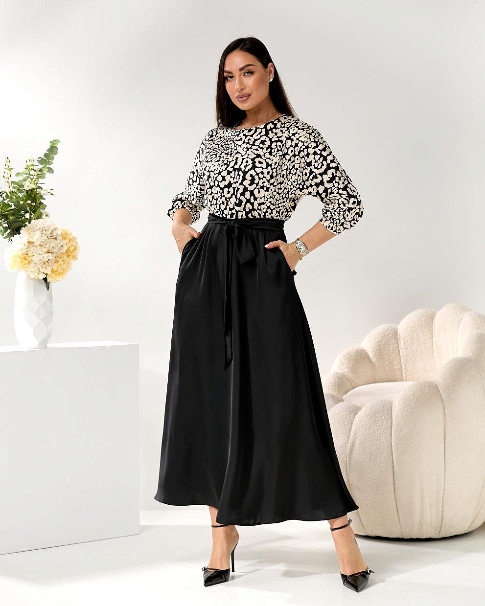 Женское платье длинное из шелка