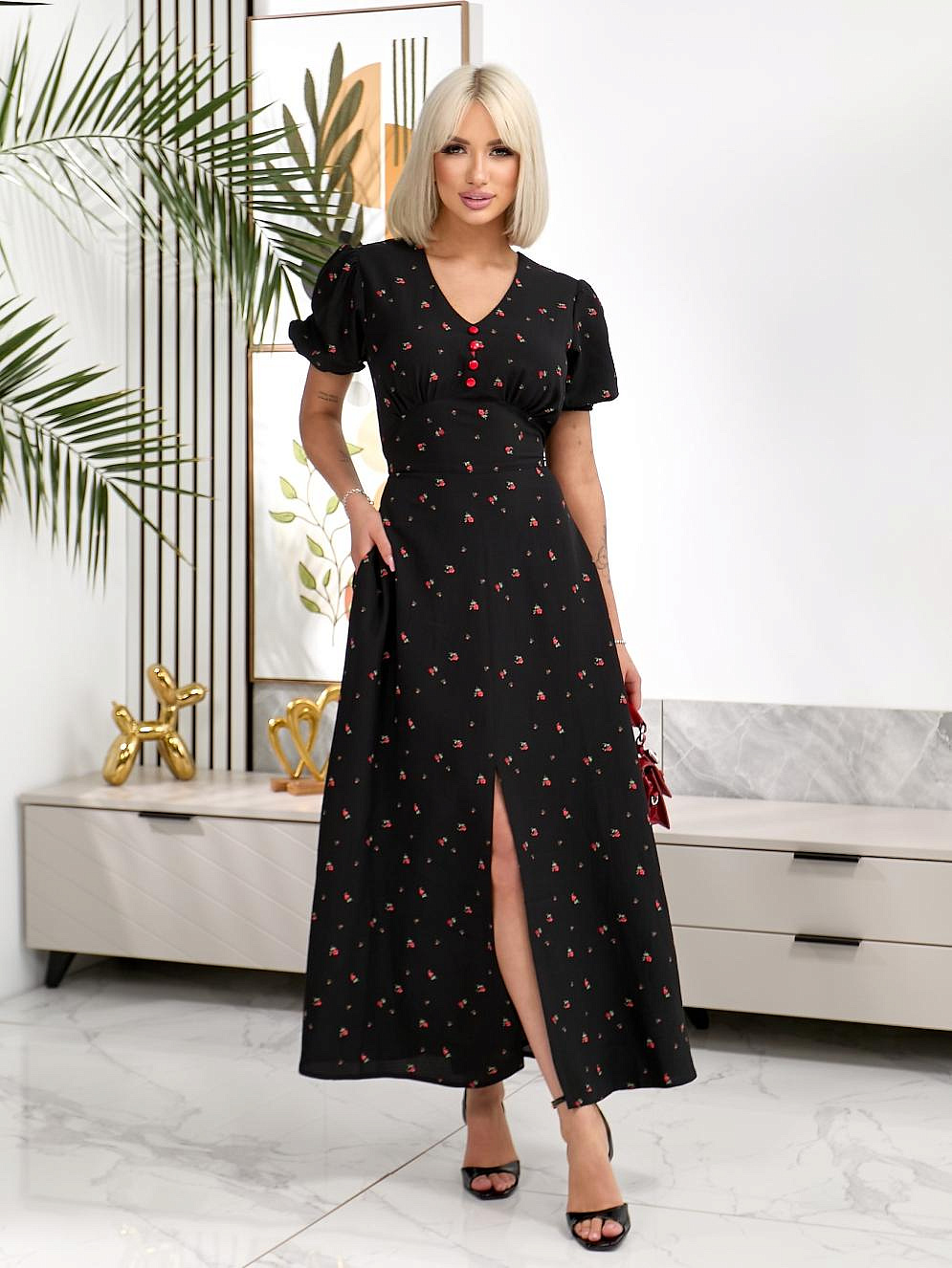 Женское платье макси в цветочек