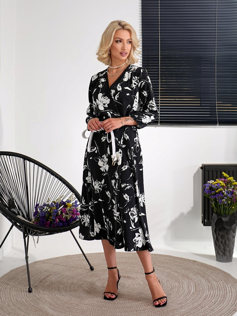 Женское платье клеш шелковое 