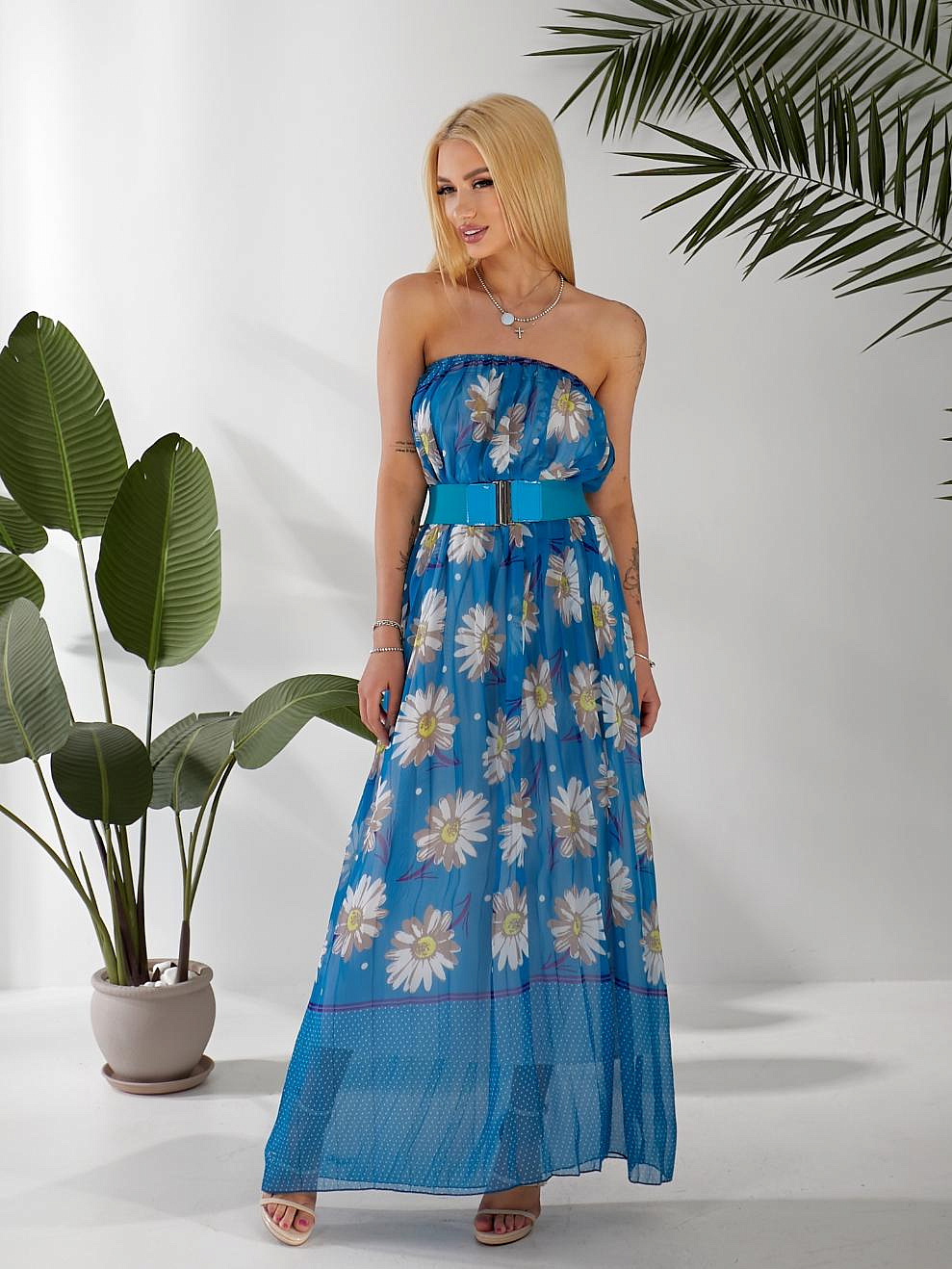 Женское платье длинное в пол плиссе