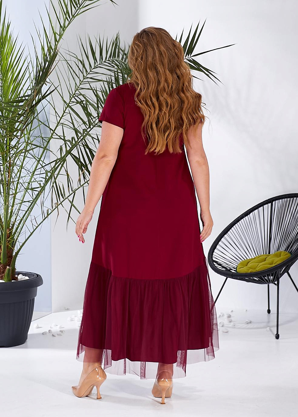 Женское платье с сеткой по низу