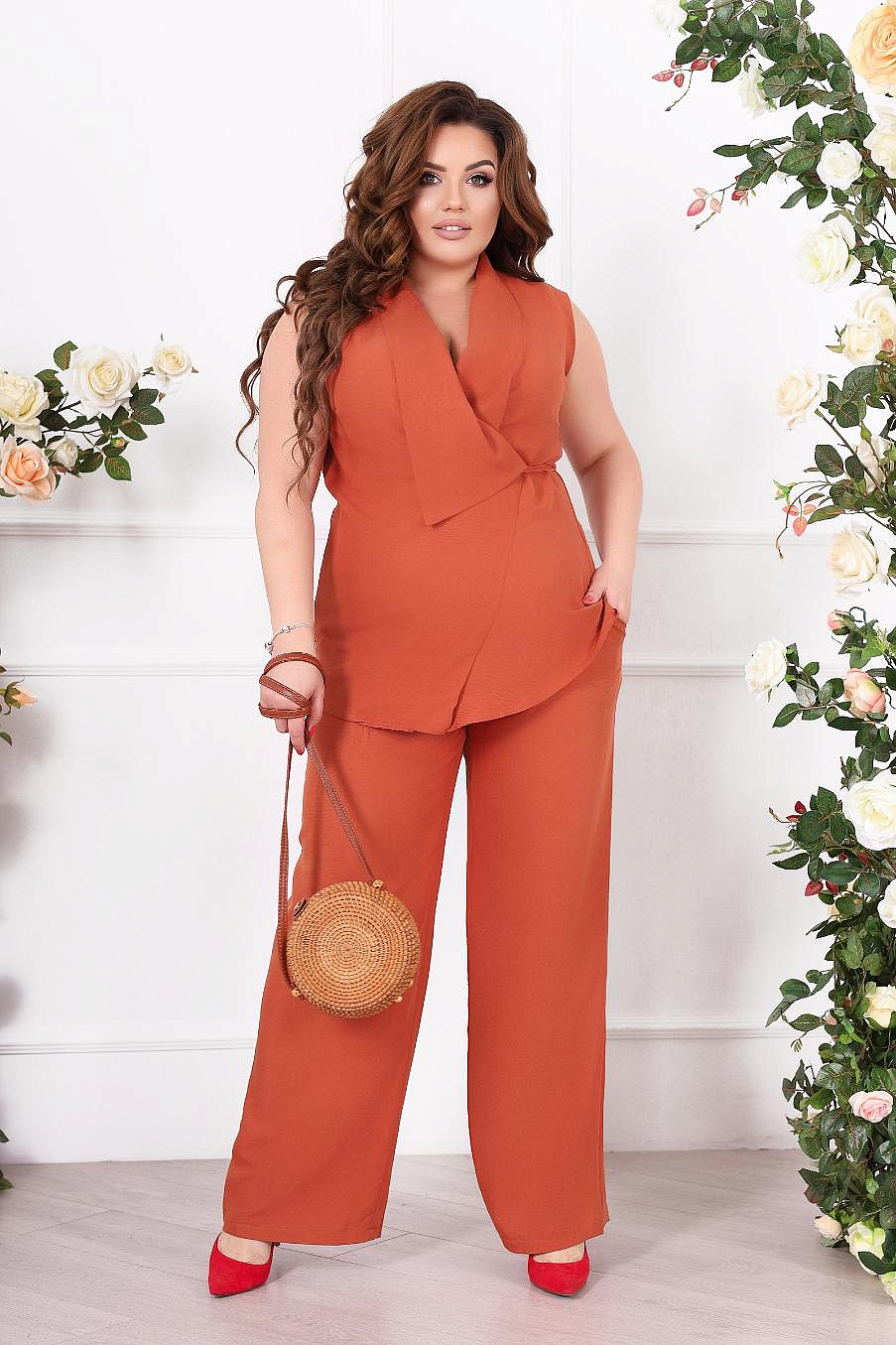 Женский летний свободный брючный костюм