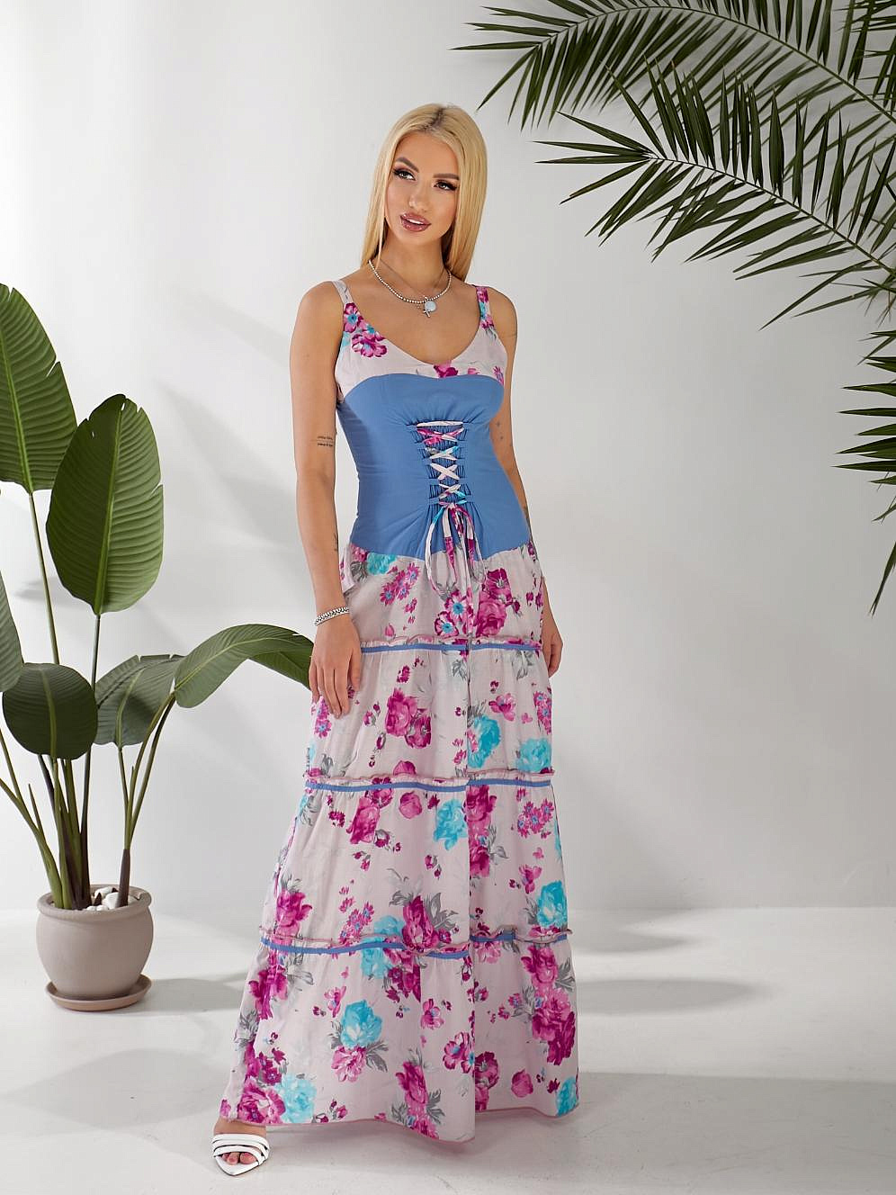 Сарафан летний длинный на шнуровке