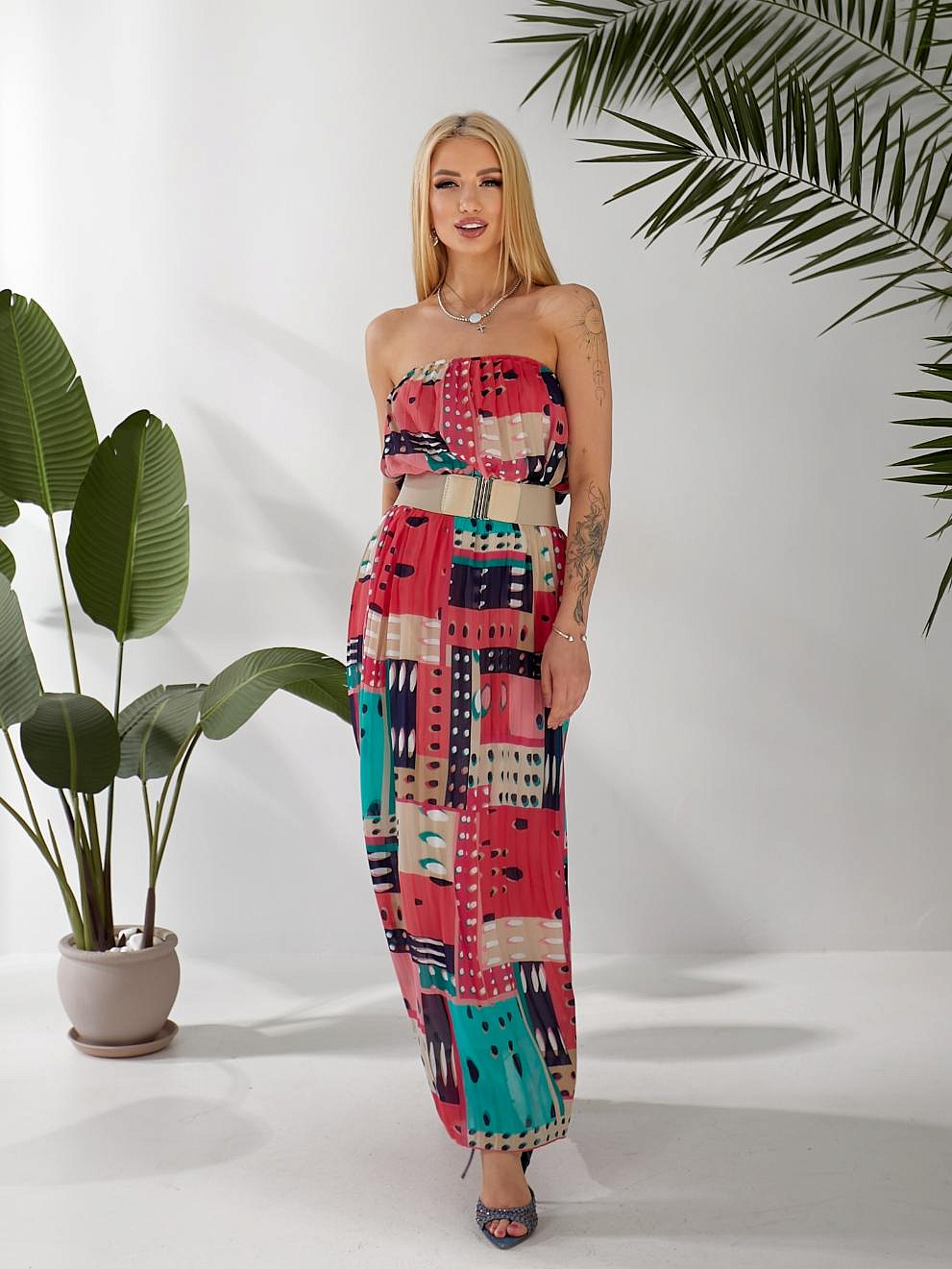 Женское платье длинное в пол плиссе