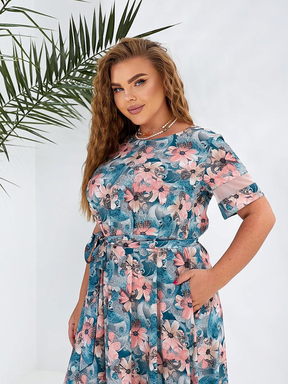 Женское платье длинное с воланом по низу 