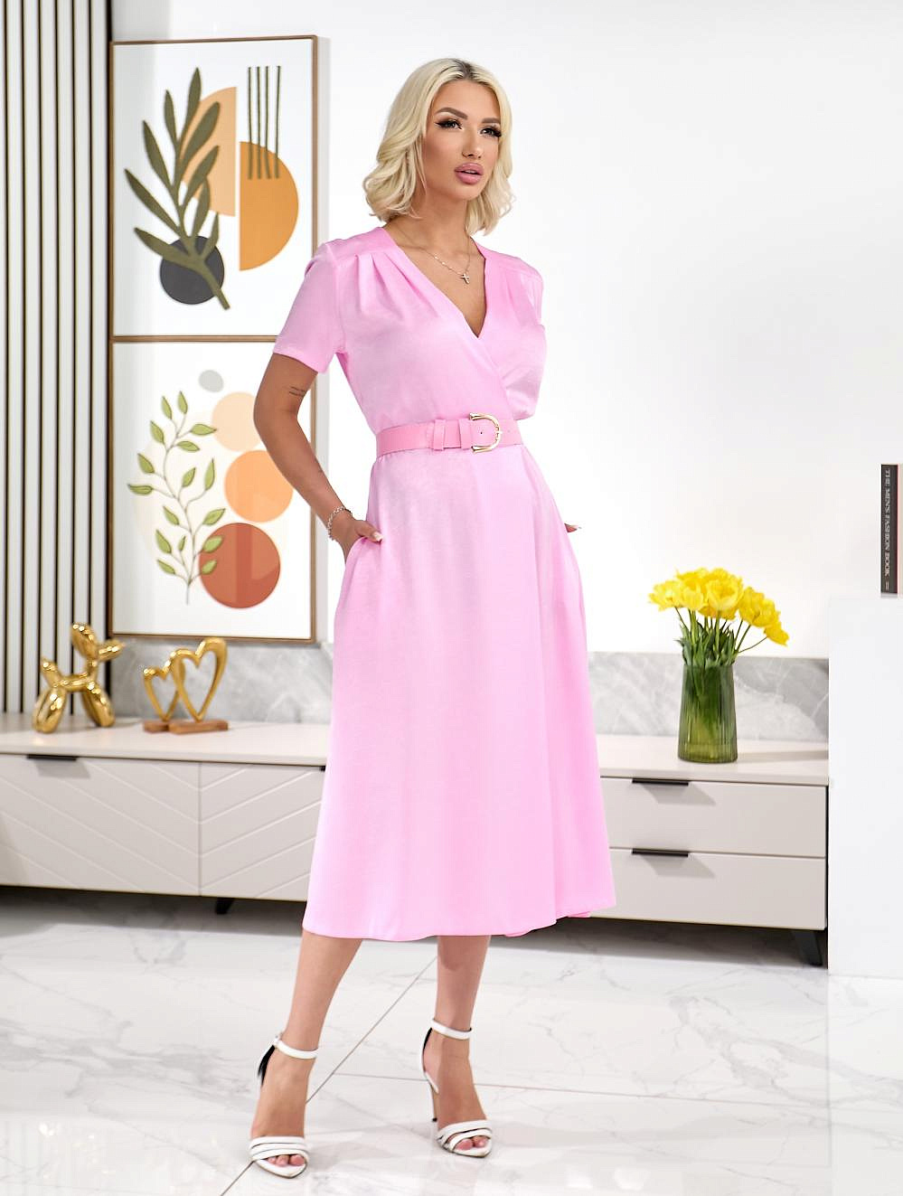 Женское платье шелковое на запах 