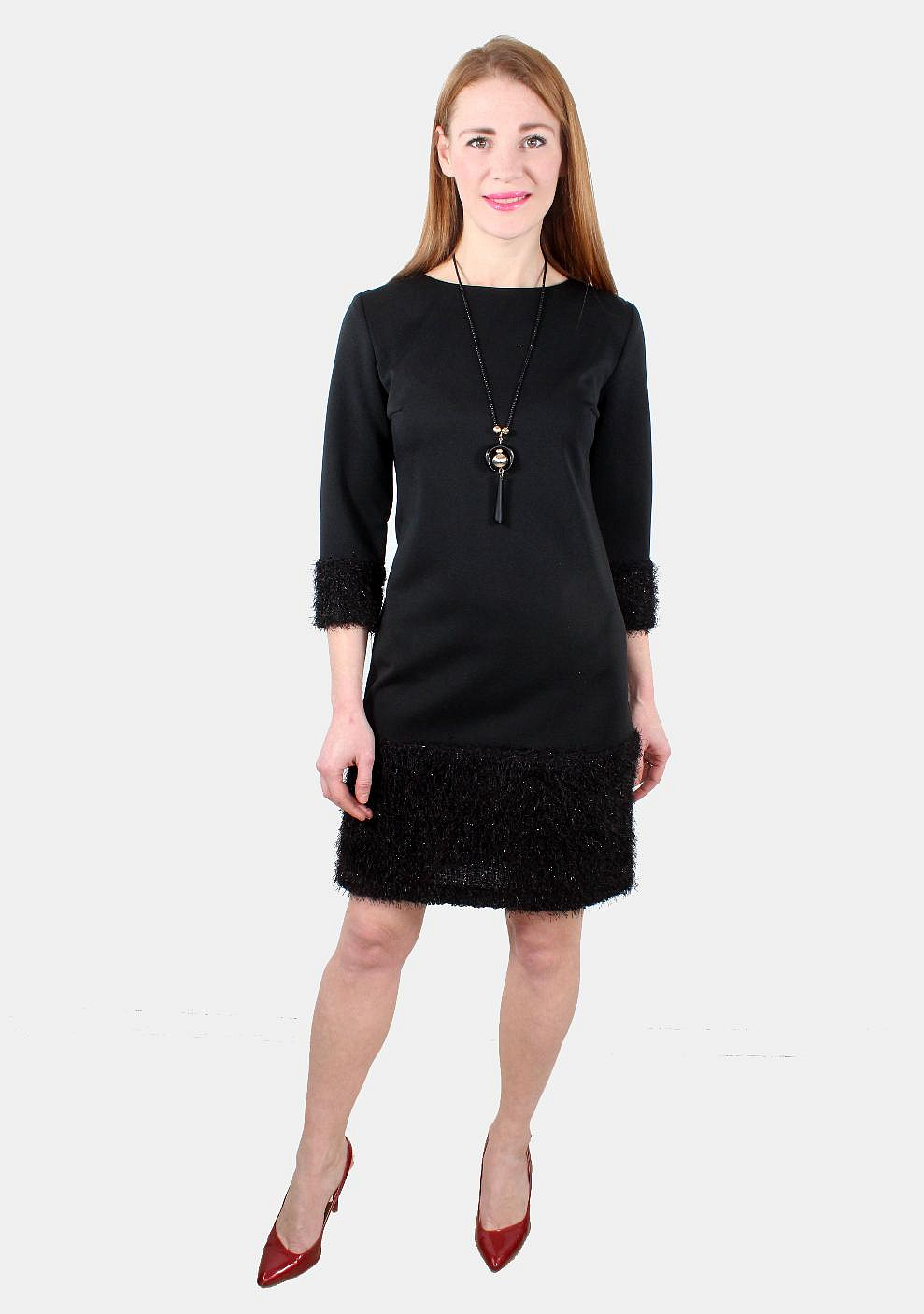 Модное свободное платье с мехом