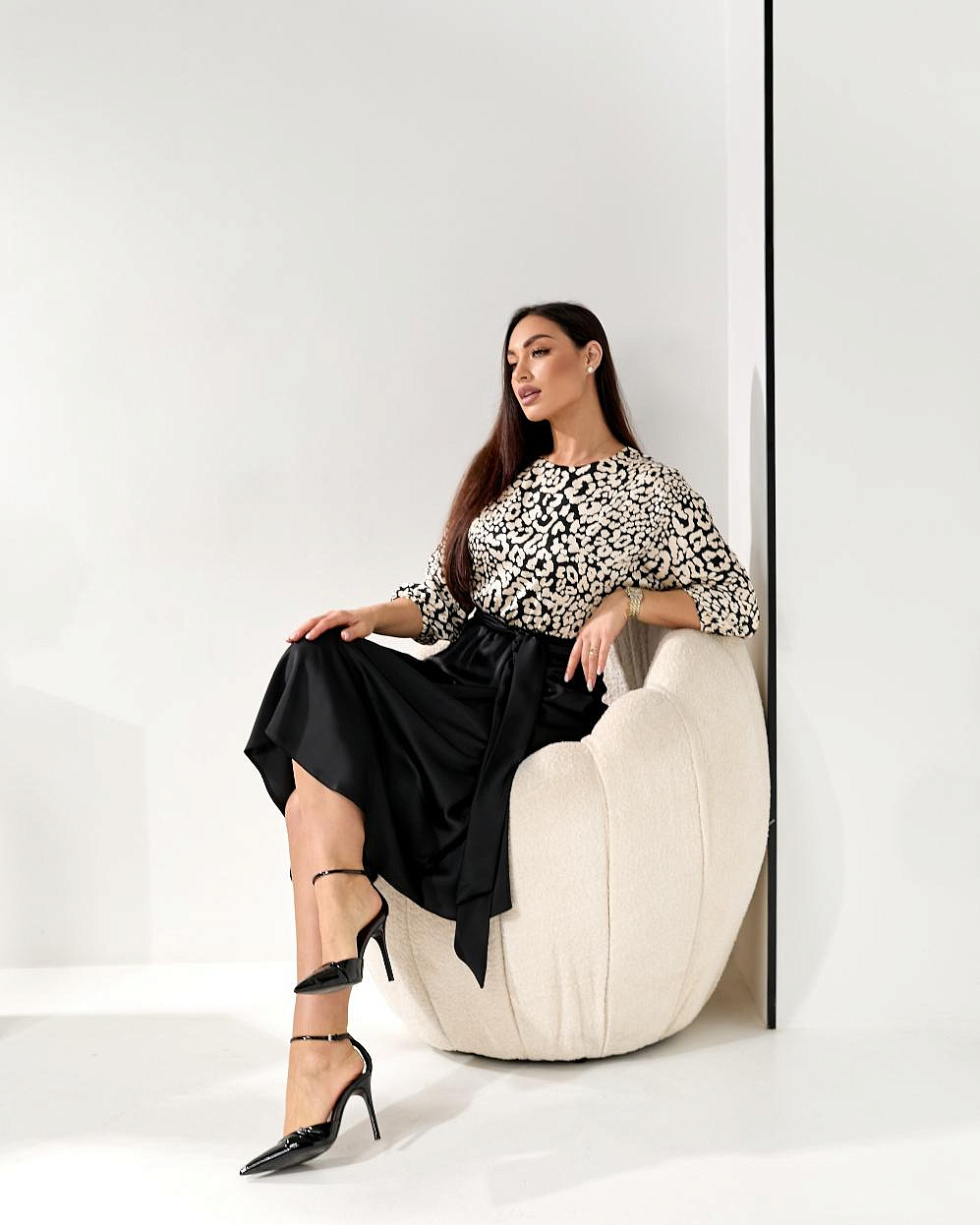 Женское платье комбинированное шелк