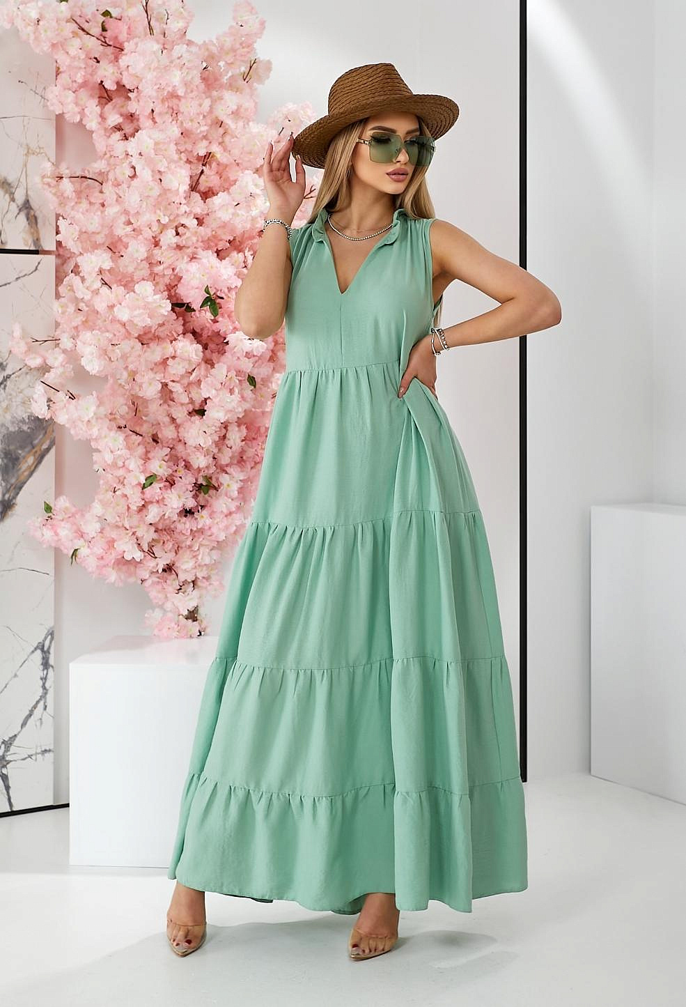 Женский летний сарафан в пол ярусный