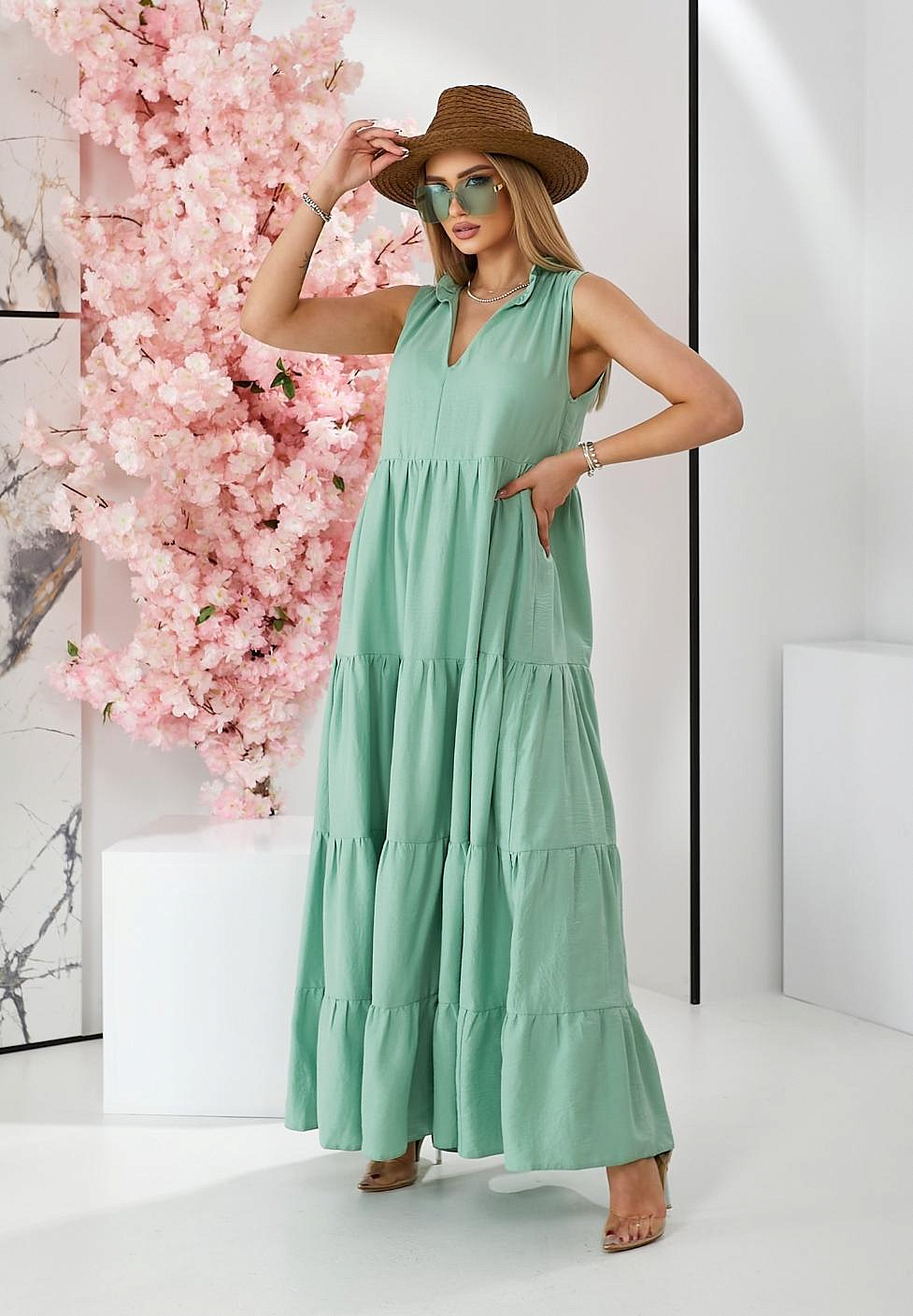 Женский летний сарафан в пол ярусный