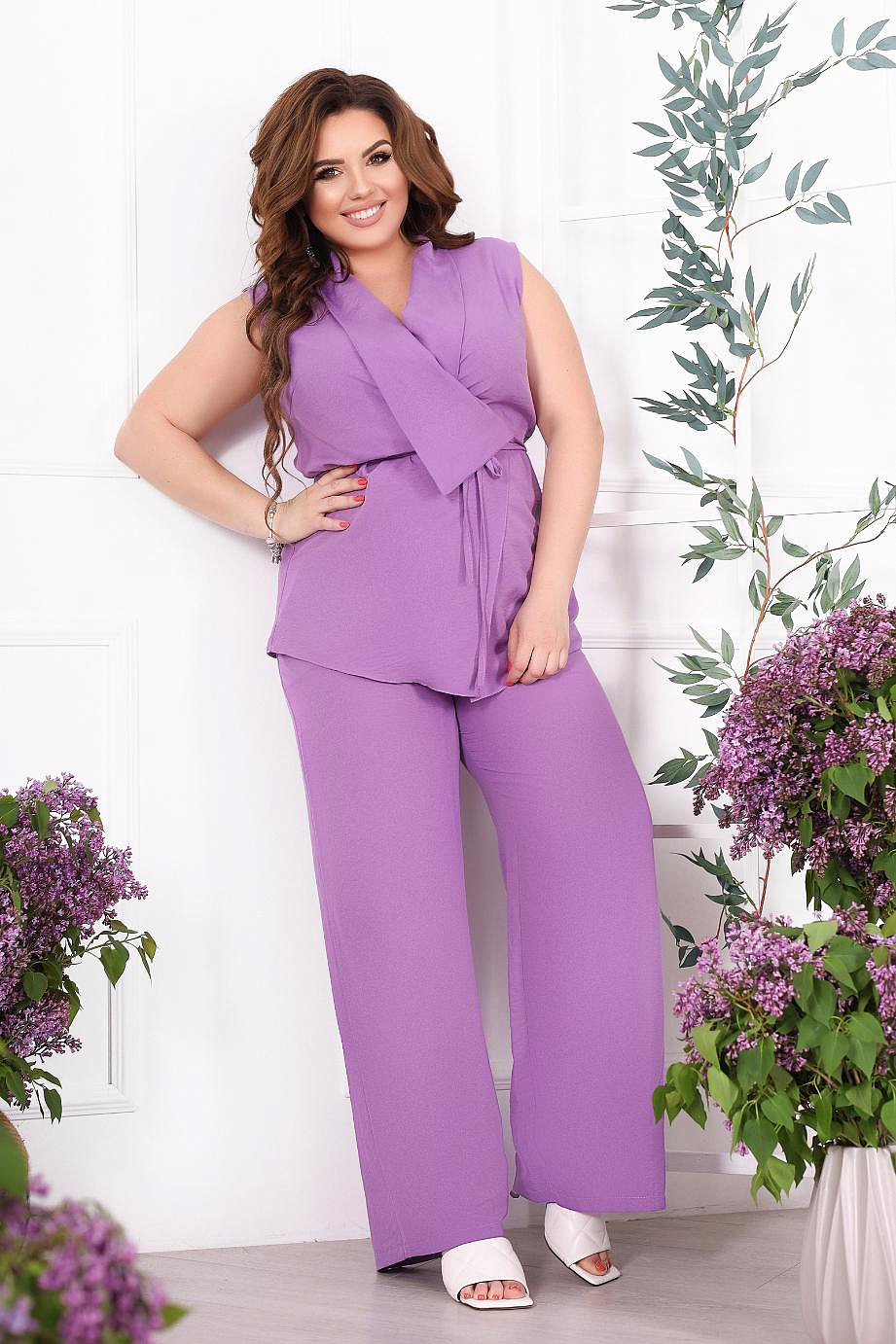 Женский летний свободный брючный костюм