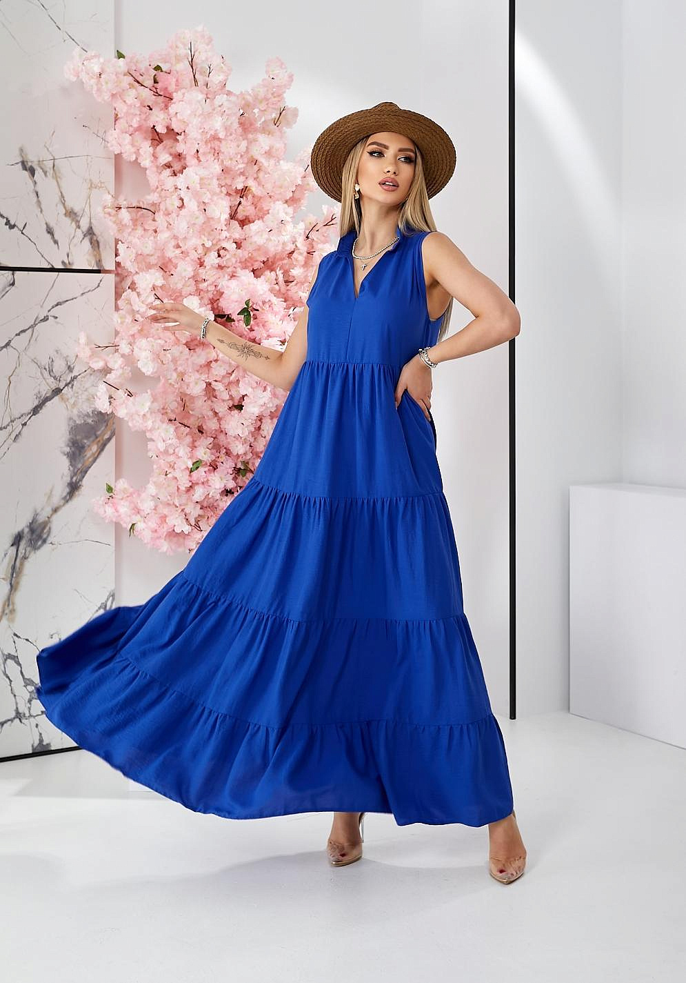 Женский летний сарафан в пол ярусный