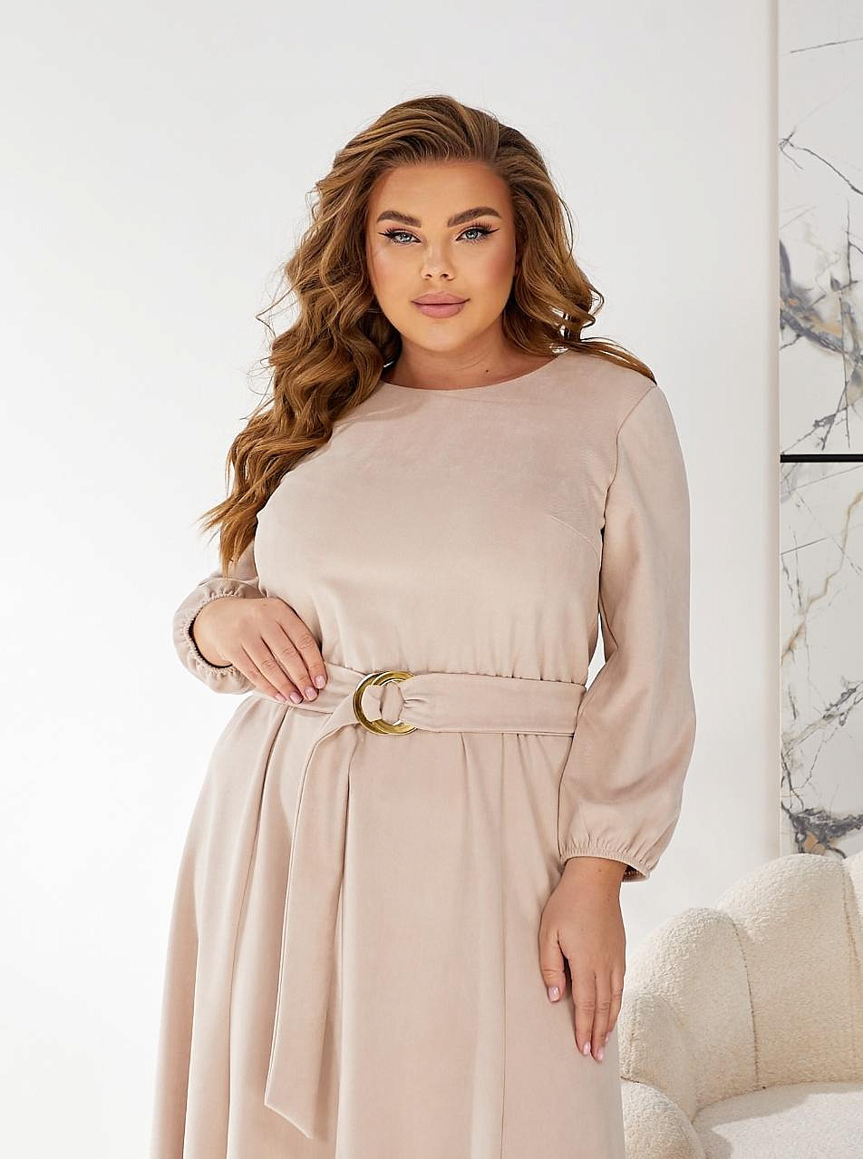 Женское платье замшевое с юбкой годэ