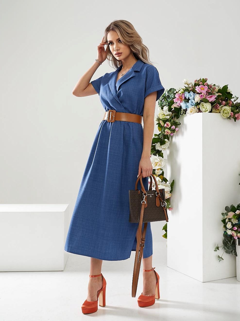 Джинсовое платье- рубашка