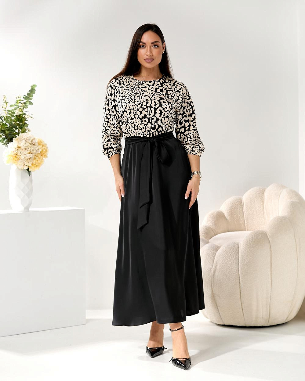 Женское платье длинное из шелка