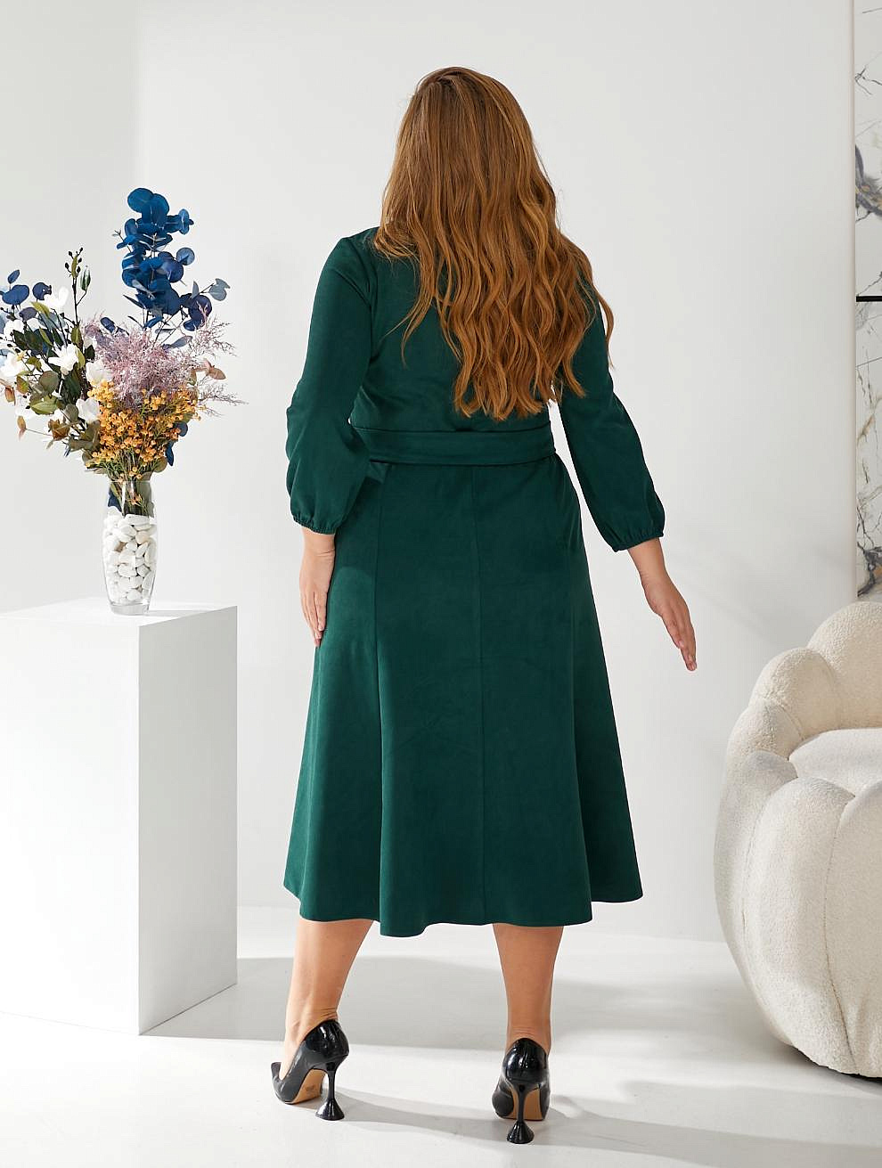 Женское платье замшевое с юбкой годэ