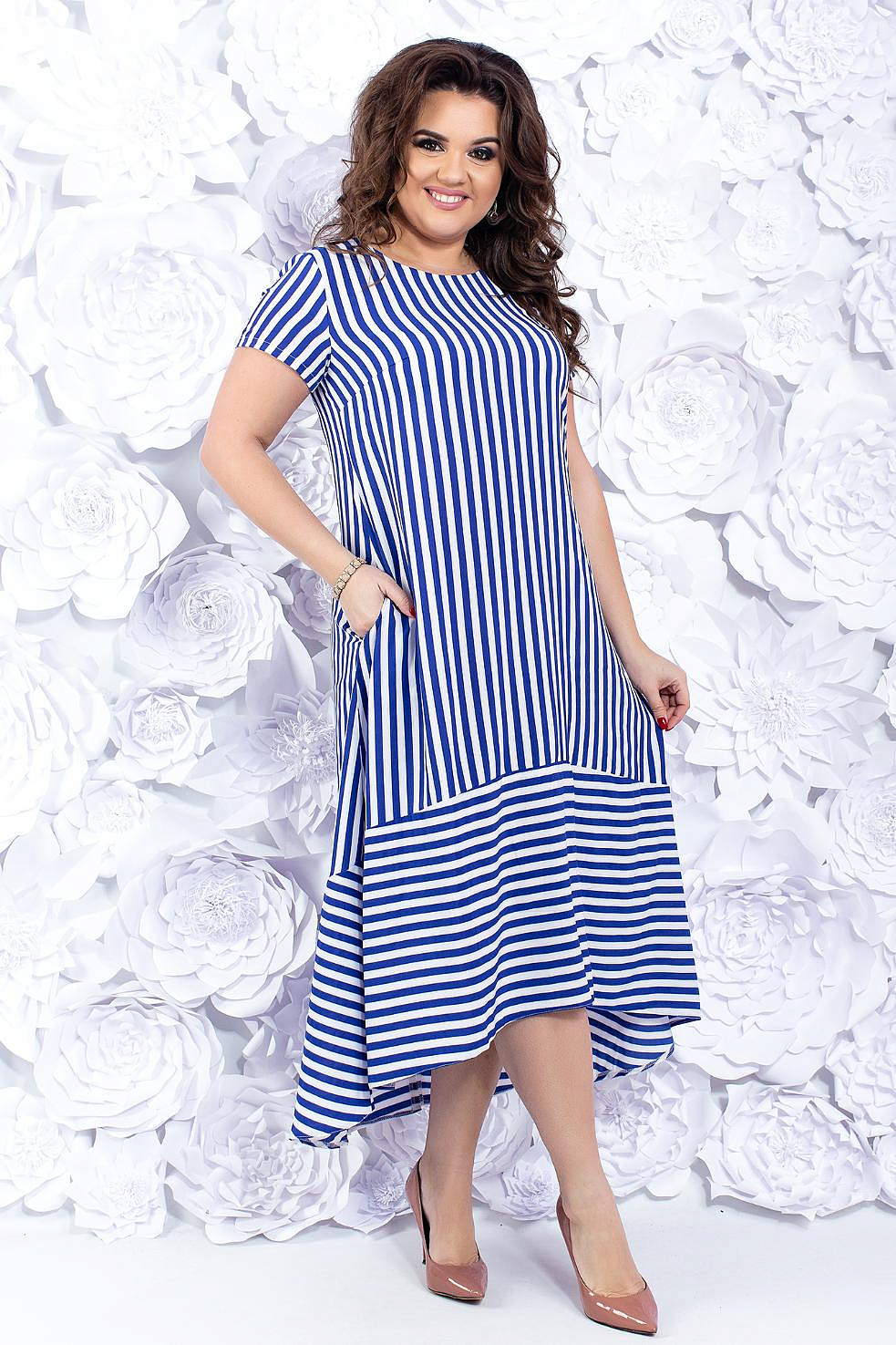 Летнее свободное платье в полоску